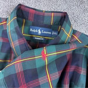 Ralph Lauren Men's XL Tartan Plaid Shirt - Green, Red, and Yellow Classic Fit
